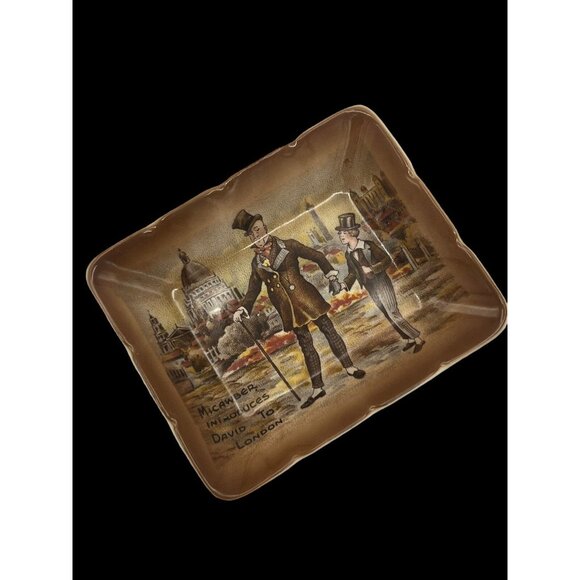 Charles Dickens Trinket Dish Brown 4" David Copperfield Micawber London British - Picture 3 of 16